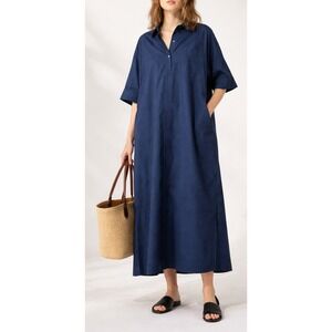 TICCA TBES-016 Oversized Shirt Dress Women One Size Navy Made in Japan Lagenlook